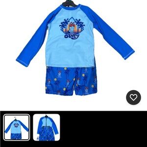 Bluey Toddler Boys 2-Piece Rashguard and Swim Trunk Set 4T